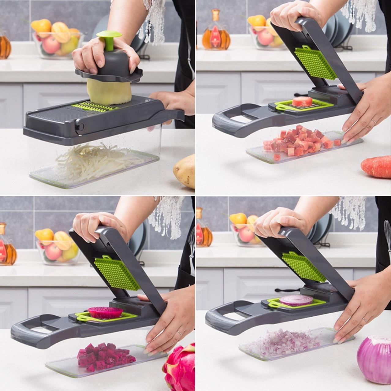 12 dans 1 Manuel Hachoir à Légumes Cuisine Gadgets Hachoir Oignon Cutter Légumes Trancheuse