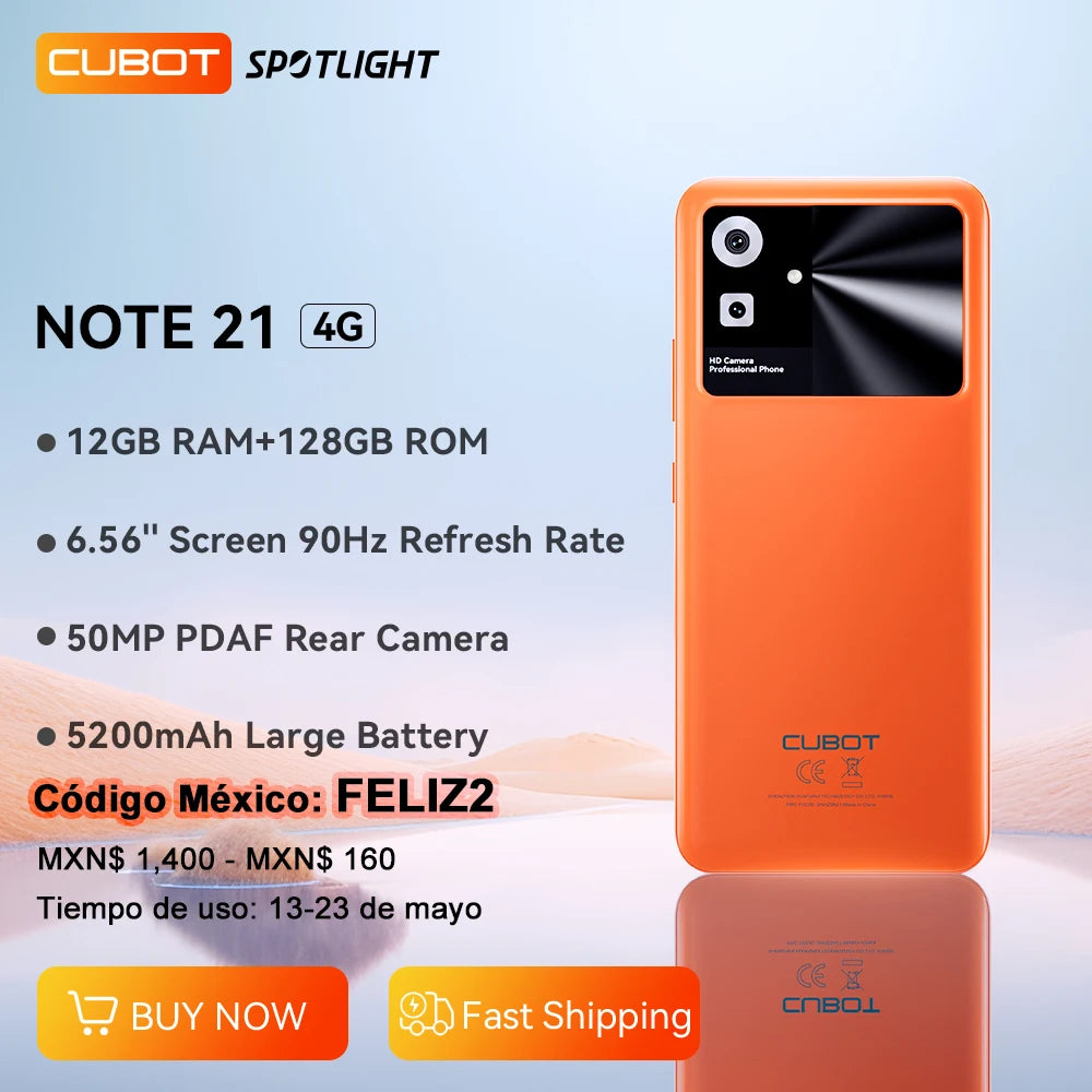 TOP Cubot Note  2023 Android 13,5200 AH 12GB RAM(6+6GB), 128GB ROM, 6.56 90Hz Screen, 50MP Camera, Face ID